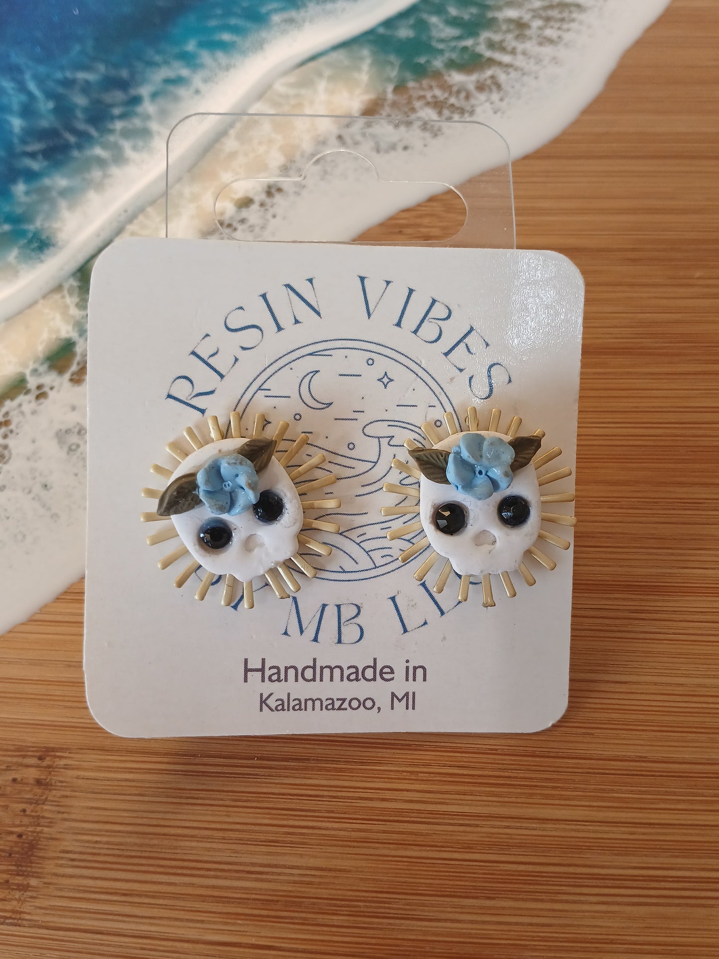 Floral Skull Stud Earrings