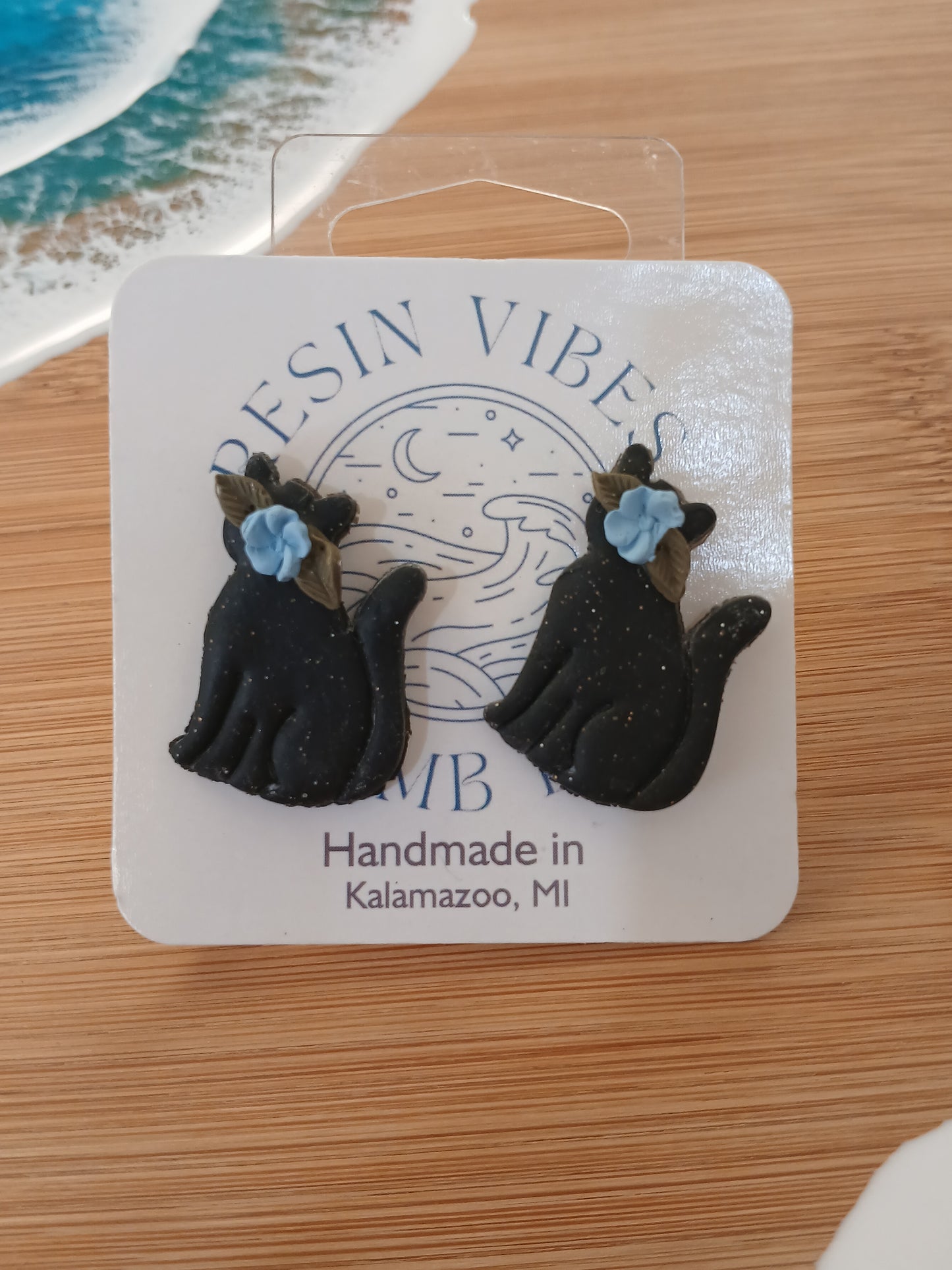 Black Cat Stud Earrings