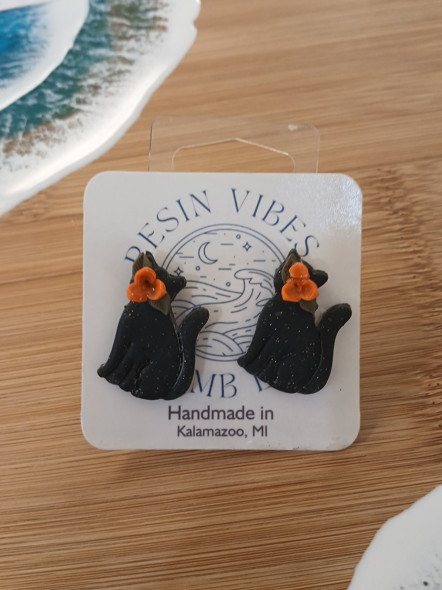 Black Cat Stud Earrings