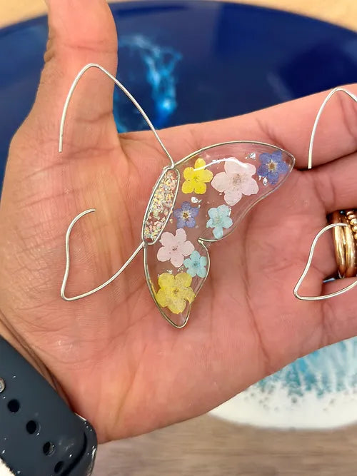Pressed Flowers Butterfly Earrings