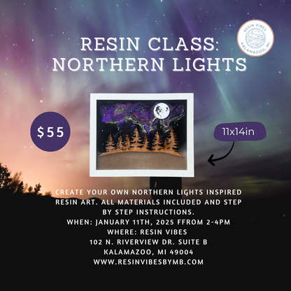 Resin Class: Northern Lights frames at Resin Vibes Studio