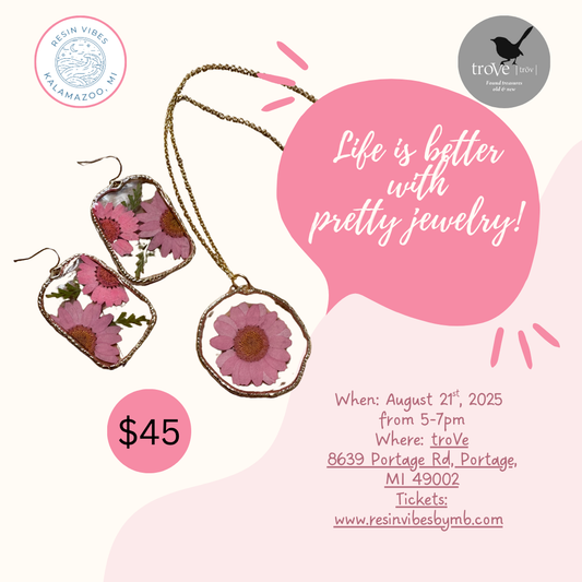 Resin Class: Floral Resin Jewelry class at troVe