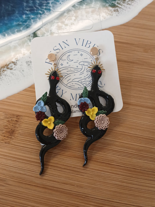 Floral Snake Earrings