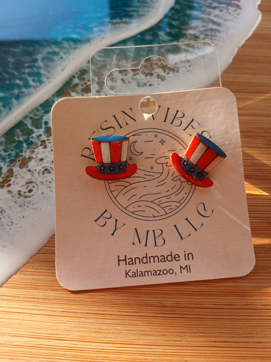 Patriotic Hat Stud Earrings