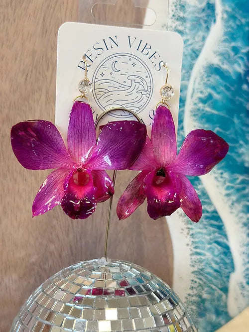 Preserved Tropical Orchid Earrings