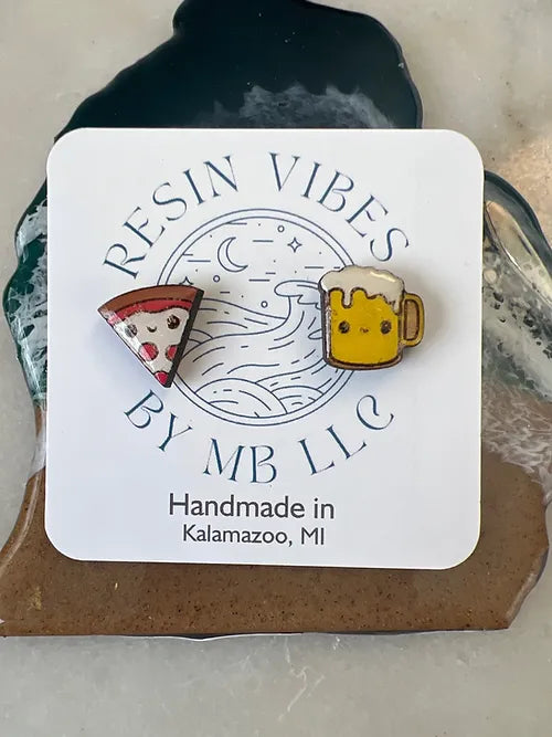 Pizza & Beer Mismatched Stud Earrings