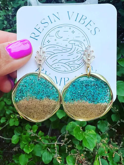 Peruvian Chrysocolla & Lake Michigan Earrings