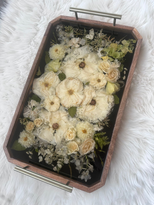 Wood Tray Floral Keepsake