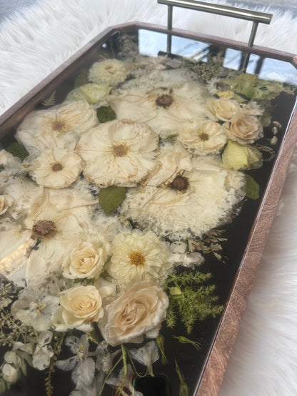 Wood Tray Floral Keepsake