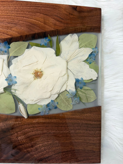 Walnut Charcuterie  Board Floral Keepsake