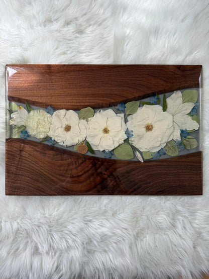 Walnut Charcuterie  Board Floral Keepsake