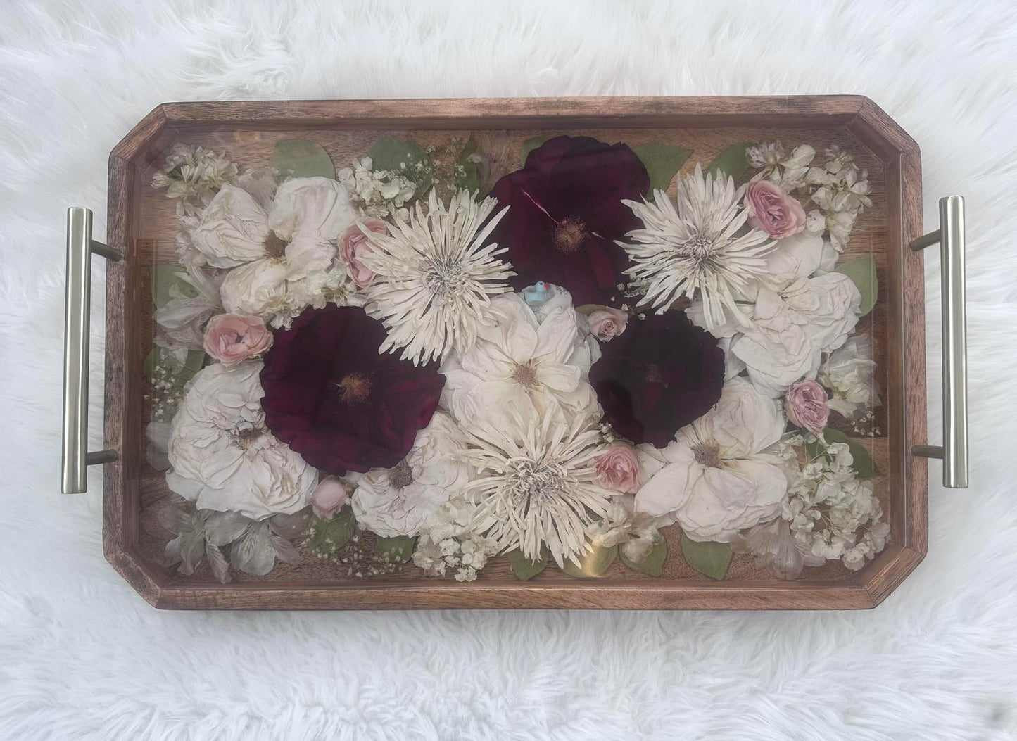 Wood Tray Floral Keepsake