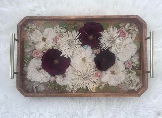 Wood Tray Floral Keepsake